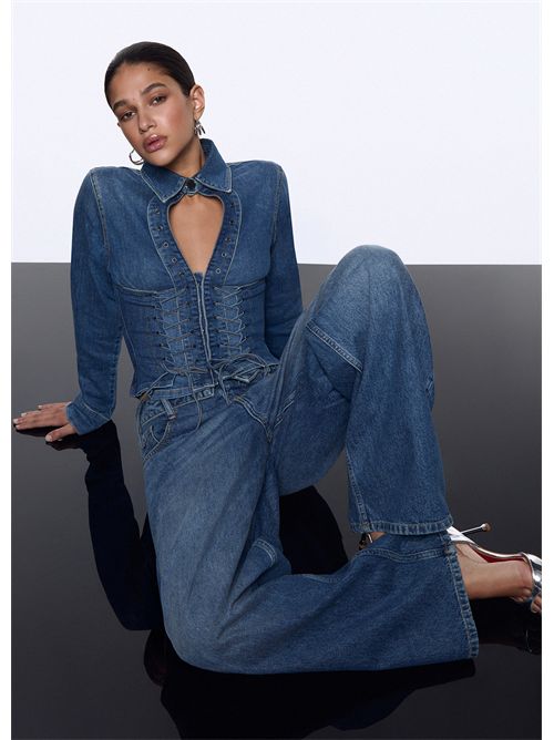 Jeans baggy con stringhe LIU JO | UA6510D0400/79157